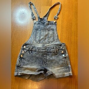NOBO Relaxed Fit Denim Bibbed Shorts Cut Off Style Size M 7-9 Acid Wash Look